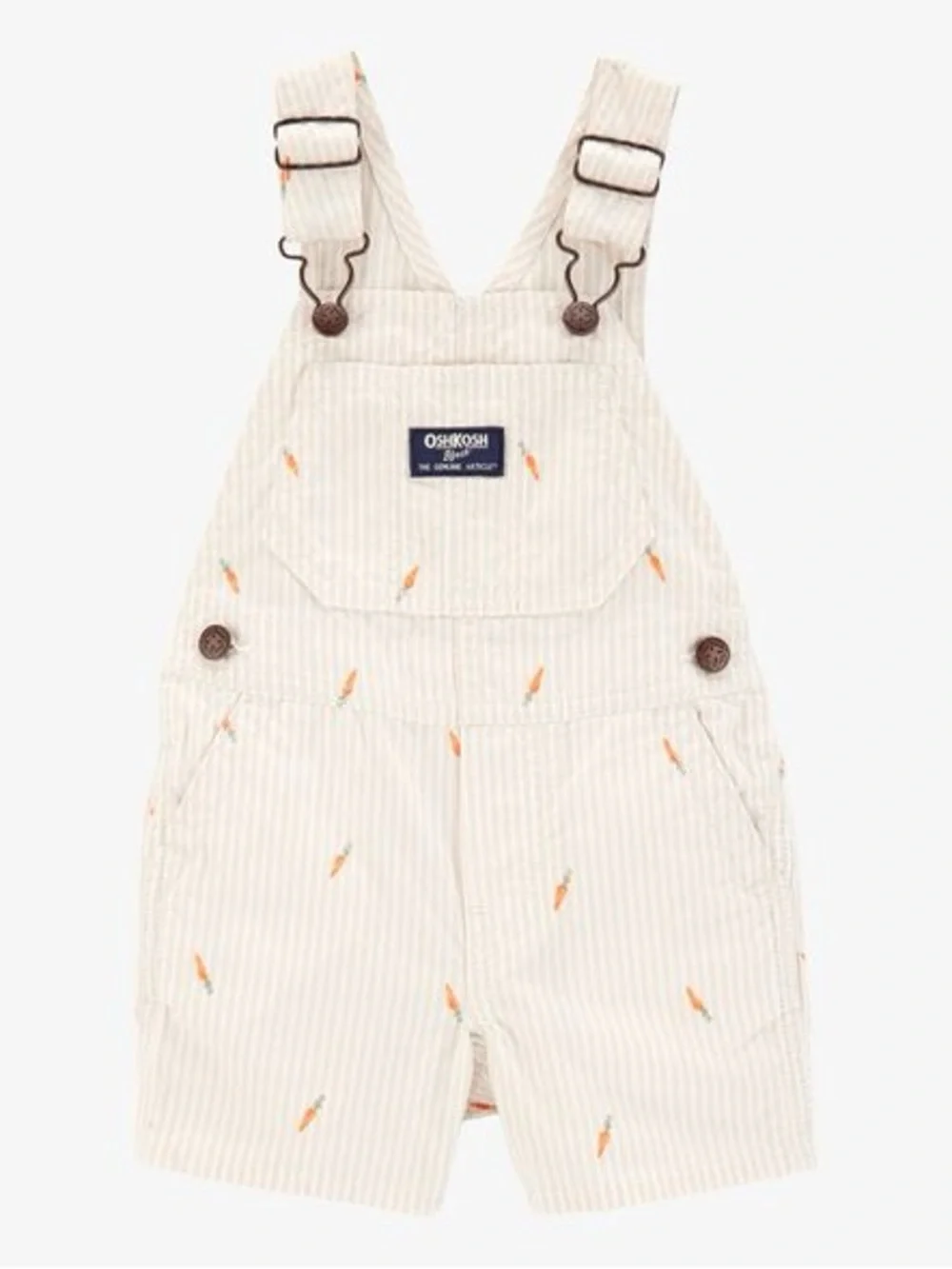 Oshkosh B’gosh Carrot Print Striped Shortalls - Cream (18 Months Baby/Toddler)